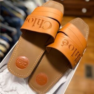 Chloe Brown Leather Sandals Size 40 EEEUC